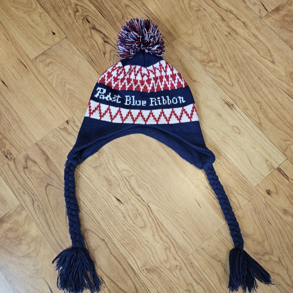 Pabst Blue Ribbon Navy and Red Knit Hat